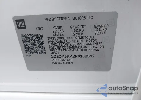 2023 Cadillac Ct5 Luxury из США, поврежденный, VIN 1G6DX5RK2P0102542